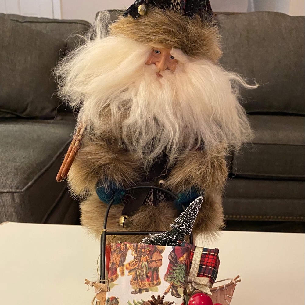 Handcrafted Santa with Sleight-NWT